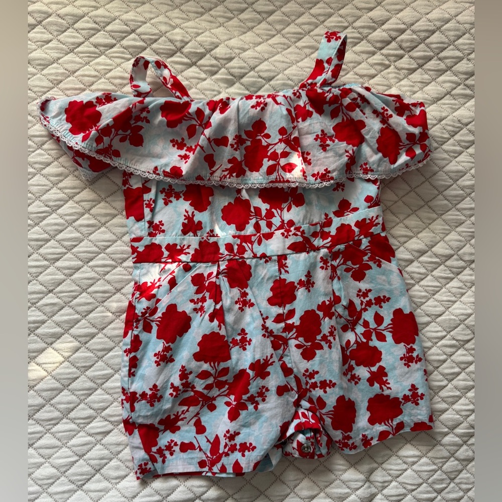 Janie and Jack Red Floral Kids Romper